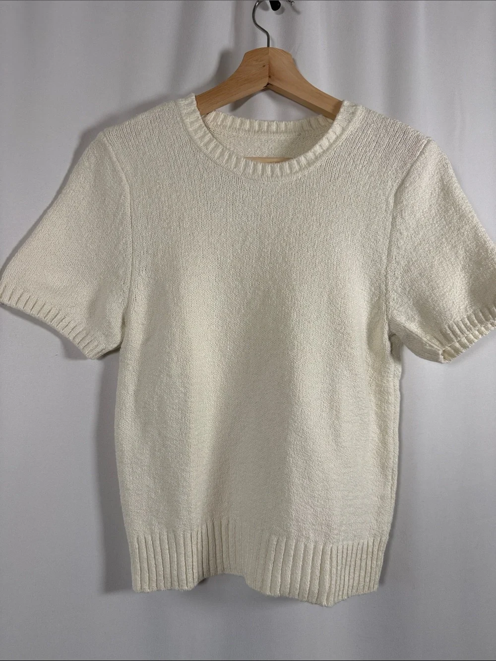Abercrombie & Fitch Cream Short-Sleeve Knit Sweater